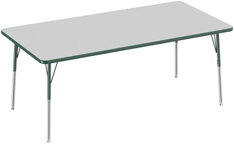 FDP 36" x 72" Rectangle Table with Swivel Glide Legs - Gray/Green