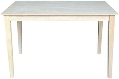 International Concepts Table Top Solid with Wood Standard Height Shaker Legs, 30 by 48-Inch, Unfinished