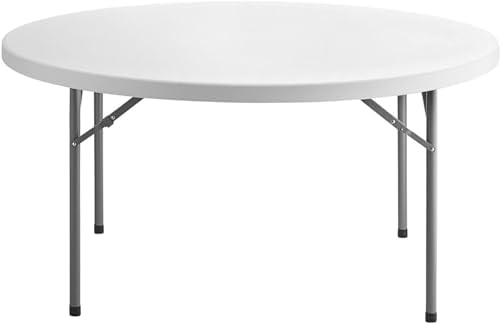 Set of 9-Pack! 60-Inch"Round Granite White Plastic Folding Table,Event table,Heavy-duty table,Event supplies, Event equipment, Event essentials, Party essentials,Picnic Table,Banquet Table 5-Foot