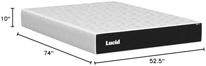 Lucid 10 Inch Gel Memory Foam Mattress, Plush, Fiberglass Free, Full Size