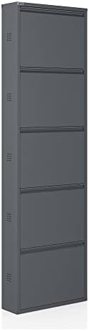 CEHA 5 Tier Metal Shoe Cabinet with Cover, Durable Shoe Storage Organizer for Entryway, Space Saving Shoe Shelf Closet with Side Ventilation Holes, 5.91" x 66.5" x 19.68", Anthracite