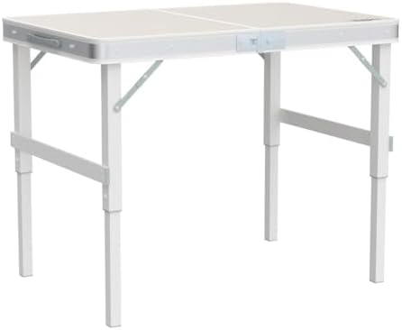 VINGLI 3FT Small Camping Folding Table Adjustable Height Aluminum Folding Table for Picnic Party BBQ, Plastic RV Suitcase Table Portable Lightweight Fold Up Utility Outdoor Tables