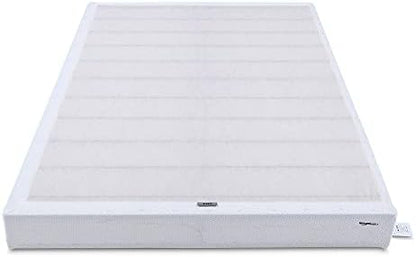 Amazon Basics Smart Box Spring Bed Base, 9-Inch Height Mattress Foundation, Tool-Free Easy Assembly, Convenient Support, Twin, 74" x 38" x 9", White