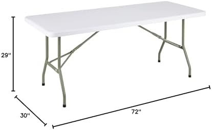 Norwood Commercial Furniture 6 ft Multipurpose Indoor Outdoor Heavy Duty Portable Rectangular Blow Molded Plastic Folding Table (30" W x 72" L) White,NOR-NAF3072WH-SO