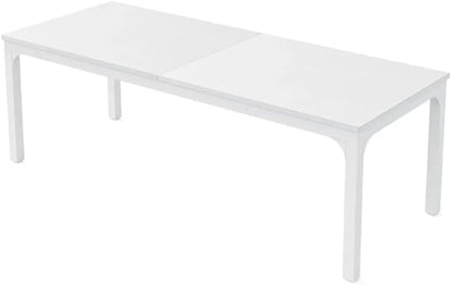 Practical Computer Desk,Rectangle Conference Table,Executive Desk(Only Table) (White + Iron + MDF)