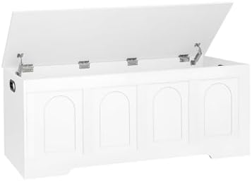 Storage Chest, Wooden Toy Box, White 50.0" L