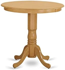 East West Furniture JAT-OAK-TP Jackson Counter Height Dining Table - a Round Dinner Table Top with Pedestal Base, 36x36 Inch, Oak