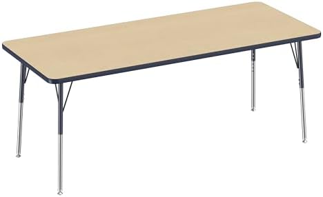 FDP 30" x 72" Rectangle Table with Swivel Glide Legs - Maple/Navy