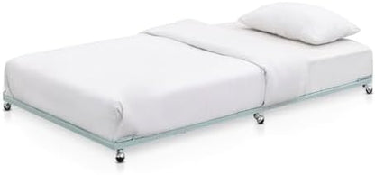 Kings Brand Twin Roll-Out Metal Platform Trundle Bed Frame, Glacier