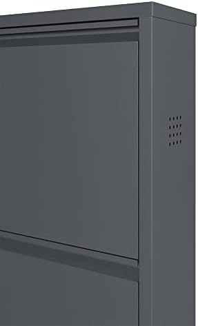 CEHA 5 Tier Metal Shoe Cabinet with Cover, Durable Shoe Storage Organizer for Entryway, Space Saving Shoe Shelf Closet with Side Ventilation Holes, 5.91" x 66.5" x 19.68", Anthracite