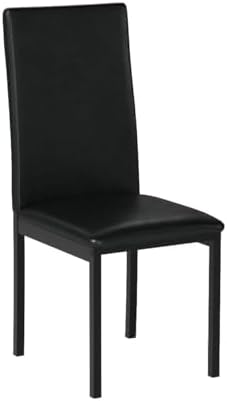 Roundhill Furniture Noyes Faux Leather Metal Frame Dining Chair, Set of 4, Black