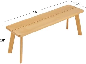 Alaterre Furniture Shelburne Dining Bench – Modern Farmhouse Farmhouse 48-Inch Solid Wood Bench with Maple Veneer Top for Kitchen Table or Dining Room (Warm Natural)