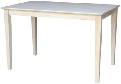 International Concepts Table Top Solid with Wood Standard Height Shaker Legs, 30 by 48-Inch, Unfinished