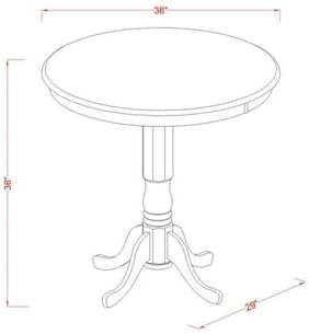 East West Furniture JAT-WHI-TP Jackson Counter Height Dining Table - a Round Dinner Table Top with Pedestal Base, 36x36 Inch, Buttermilk & Cherry
