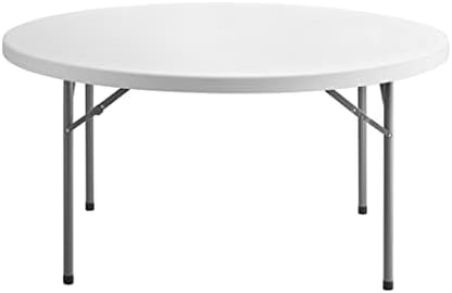 6 Pack 60" Round Granite White Plastic Folding Table - Heavy Duty Banquet, Party, Wedding Table - 5-Foot