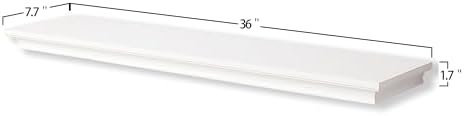 AHDECOR White Floating Shelves Wall Mounted, Deeper Wall Storage Shelf for Home Décor, Super Sturdy, Easy to Install, 36” Wide, 7.75” Deep