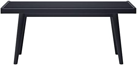 Plank+Beam Rectangular Entryway Bench, Mid-Century Modern, 41.25", Black