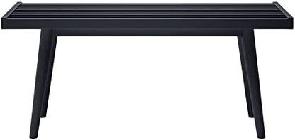 Plank+Beam Rectangular Entryway Bench, Mid-Century Modern, 41.25", Black