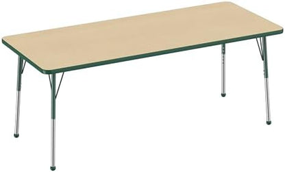 FDP 30" x 72" Rectangle Table with Ball Glide Legs - Maple/Green