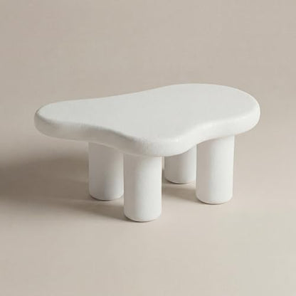 39 Inch Modern White Stone Coffee Table Cloud Living Room Table