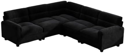 Bonzy Home Modular Sectional couches for Living Room, L Shaped Sofa, Black