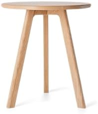Raico Round Side Table 100% Solid Wood Occasional Table Minimal Scandinavian End Table for Living Room Sofa Table (Natural Oak)