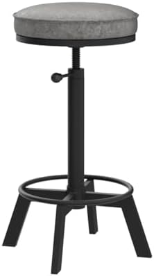 Vintage Bar Stools Set of 2 Industrial Bar Stool Swivel PU Seat Counter Height Adjustable 24-28inch Kitchen Isand Dining Chair