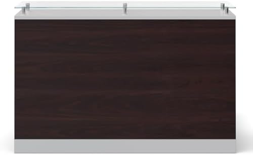 NBF Reception Desk Glass Top Front Counter for Salon, 63" W, Walnut