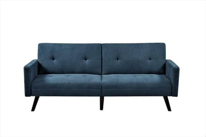 Container Furniture Direct Hasano 79" Sleeper Sofa Bed - Reclining Convertible to Full Bed - Tufted Linen Upholstery, Wooden Legs - Space-Saving Sofa Bed(79" L x 33" W x 33" H), Blue