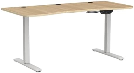VIVO Electric Standing Desk, Smooth 3-Piece 63" x 32" Light Wood Top
