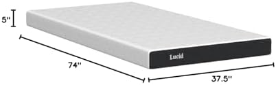 Lucid 5 Inch Gel Memory Foam Mattress, Firm, Fiberglass Free, Twin Size