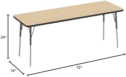 FDP 24" x 72" Rectangle Table with Swivel Glide Legs - Maple/Black