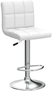 Leopard Bar Stools, Modern PU Leather Bar Stool with Back, Set of 2, White