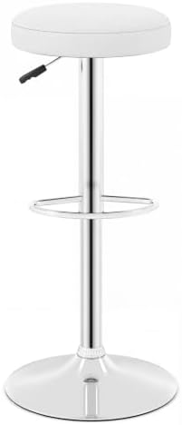 GIANTEX Bar Stool Set of 1, Adjustable Height PU Leather Bar Chair with Swivel Padded Seat, Footrest & Anti-Slip Base, Modern Backless Barstool for Kitchen, Pub Dining Room, Breakfast, Warm White
