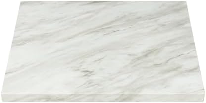 FSE Rectangular Faux White Marble Design Table Top, 24 x 30 Inch Commercial Restaurant Tabletop with 1-3/4 Inch Thick Solid Border, High-Gloss Resin Finish, Stain and Water Resistant