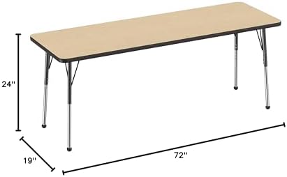 FDP 24" x 72" Rectangle Table with Ball Glide Legs - Maple/Black