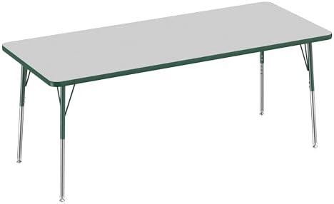 FDP 30" x 72" Rectangle Table with Swivel Glide Legs - Gray/Green