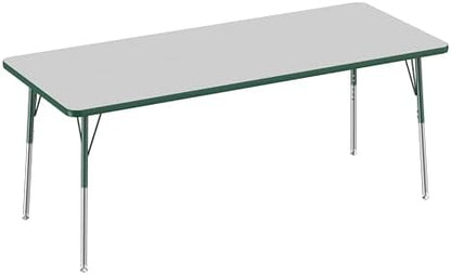 FDP 30" x 72" Rectangle Table with Swivel Glide Legs - Gray/Green