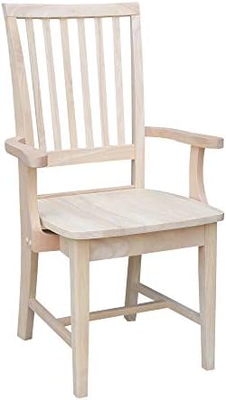 IC INTERNATIONAL CONCEPTS Solid Wood Mission Arm Chair, Unfinished