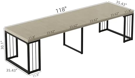 Lasageldar 118" Space Saving Wood Extendable Dining Table for 10