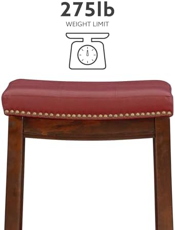 Linon Claridge Red Counter Stool, 26" x 18" x 12.75"