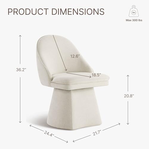 KISLOT Swivel Dining Chairs Set of 4, Upholstered Mid Century Modern Deskchair with Round Back, Linen Fabric Kitchen Chairs for Dining Room, Bedroom, Dressing Room, Linen