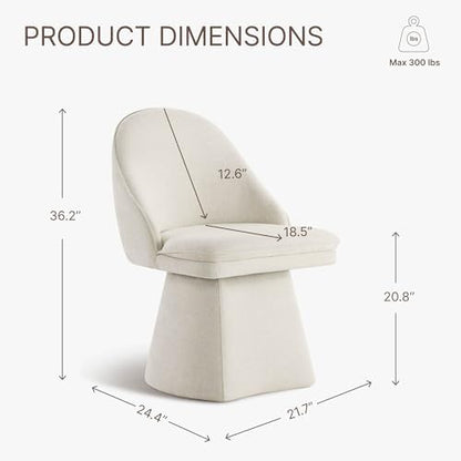 KISLOT Swivel Dining Chairs Set of 4, Upholstered Mid Century Modern Deskchair with Round Back, Linen Fabric Kitchen Chairs for Dining Room, Bedroom, Dressing Room, Linen