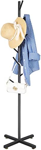 ZOZOE Coat Rack with 8 Hooks, Black Adjustable Coat Rack Stand