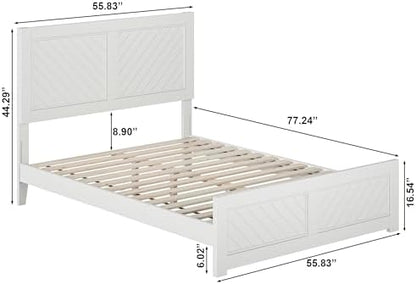 AFI, Berkshire Full Solid Wood Low Profile Platform Bed with Matching Footboard, White