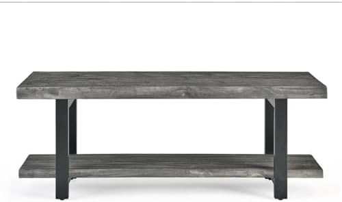 Pomona Solid Wood Entryway Bench and Coat Rack Set, Slate Grey, 48 Inch