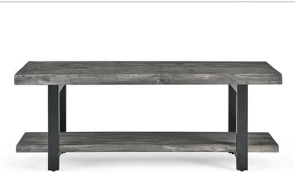 Pomona Solid Wood Entryway Bench and Coat Rack Set, Slate Grey, 48 Inch