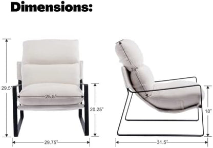 LukeAlon Set of 2 Modern Sherpa Accent Armchair, White