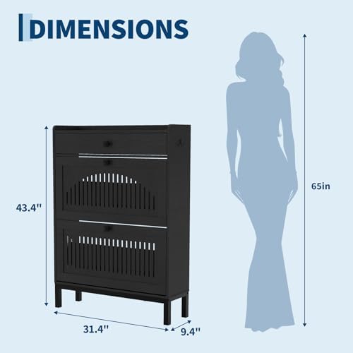 GarveeHome Freestanding Shoe Cabinet for Entryway with 2 Flip Drawers