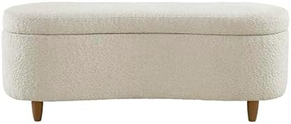 Bailey Boucle-Style Curved Storage Accent Bench